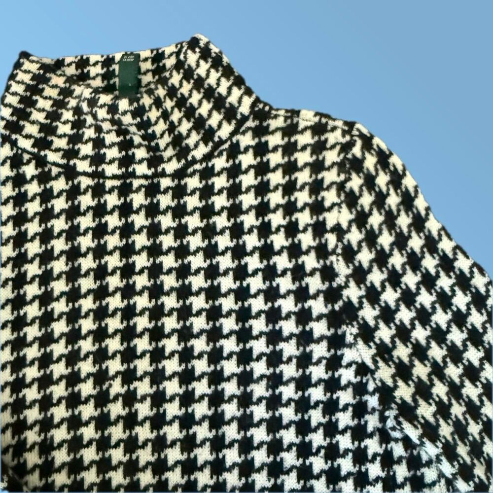 Vintage Lauren Ralph Lauren Houndstooth Mock Neck Sweater | Merino Wool Blend | - Picture 5 of 7